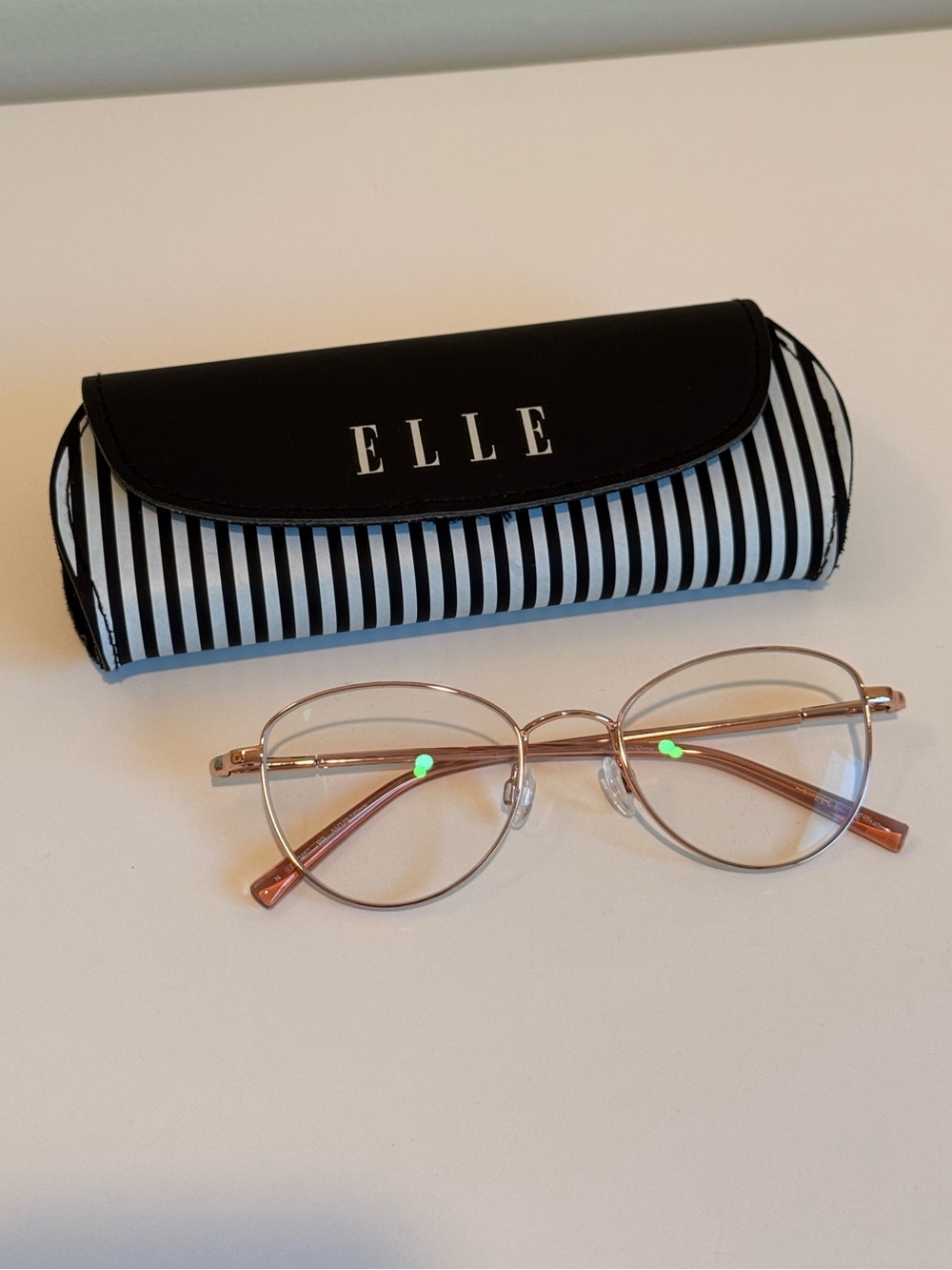 ELLE Round Metal Frame Glasses in Rose Gold